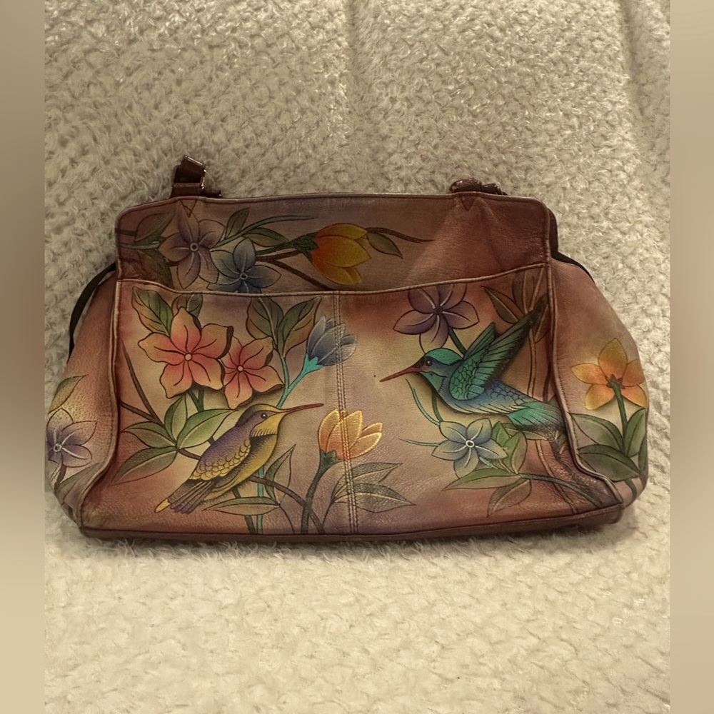 Genuine leather hand painted purse